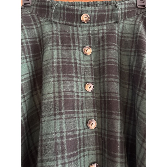 Belle Pogue Plaid Midi Skirt M Green Black  Academia Preppy Retro‎ Tartan New - Picture 3 of 5